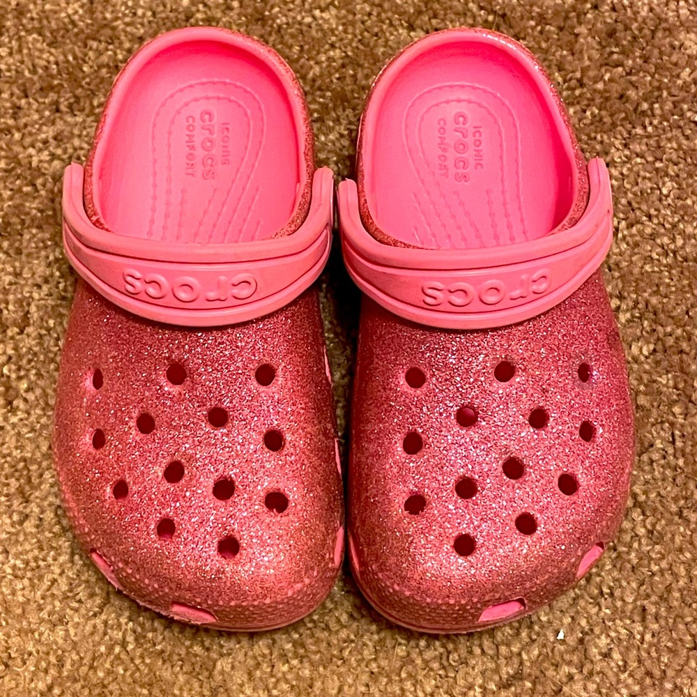 Pink Glitter Crocs
